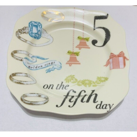 Rosanna 5th Fifth Day of Christmas 6" Plate 5 Golden Rings Replacement Appetizer - Picture 4 of 6